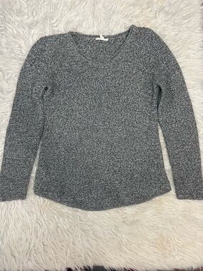 Eileen Fisher Black and White speckled Cozy Knit Scoop Neck Sweater Size M